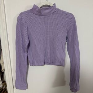 Aerie Purple Waffle Knit Turtleneck Sweater